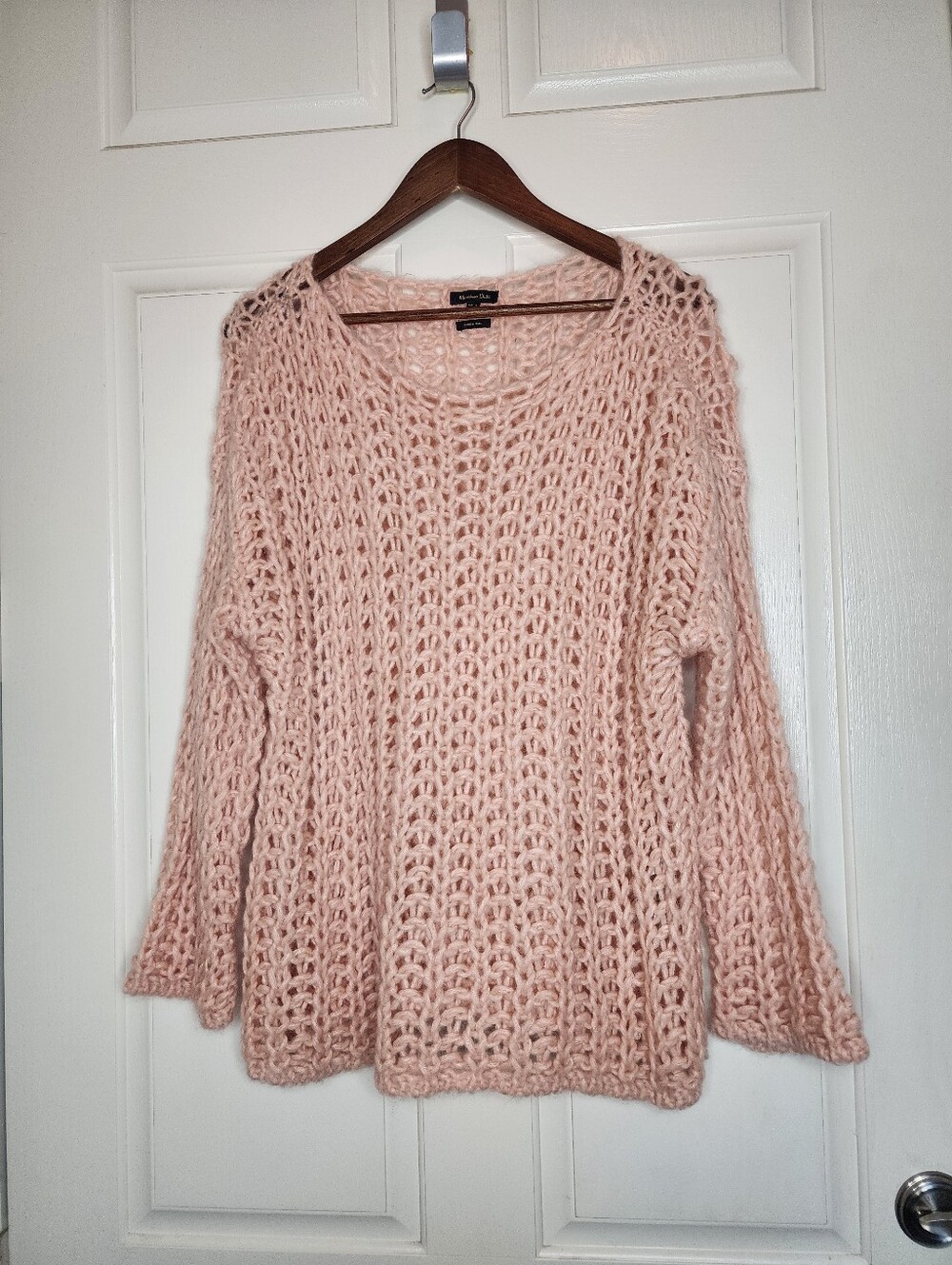 Massimo Dutti Peach Open Knit Mohair Blend Oversized Sweater Size Medium